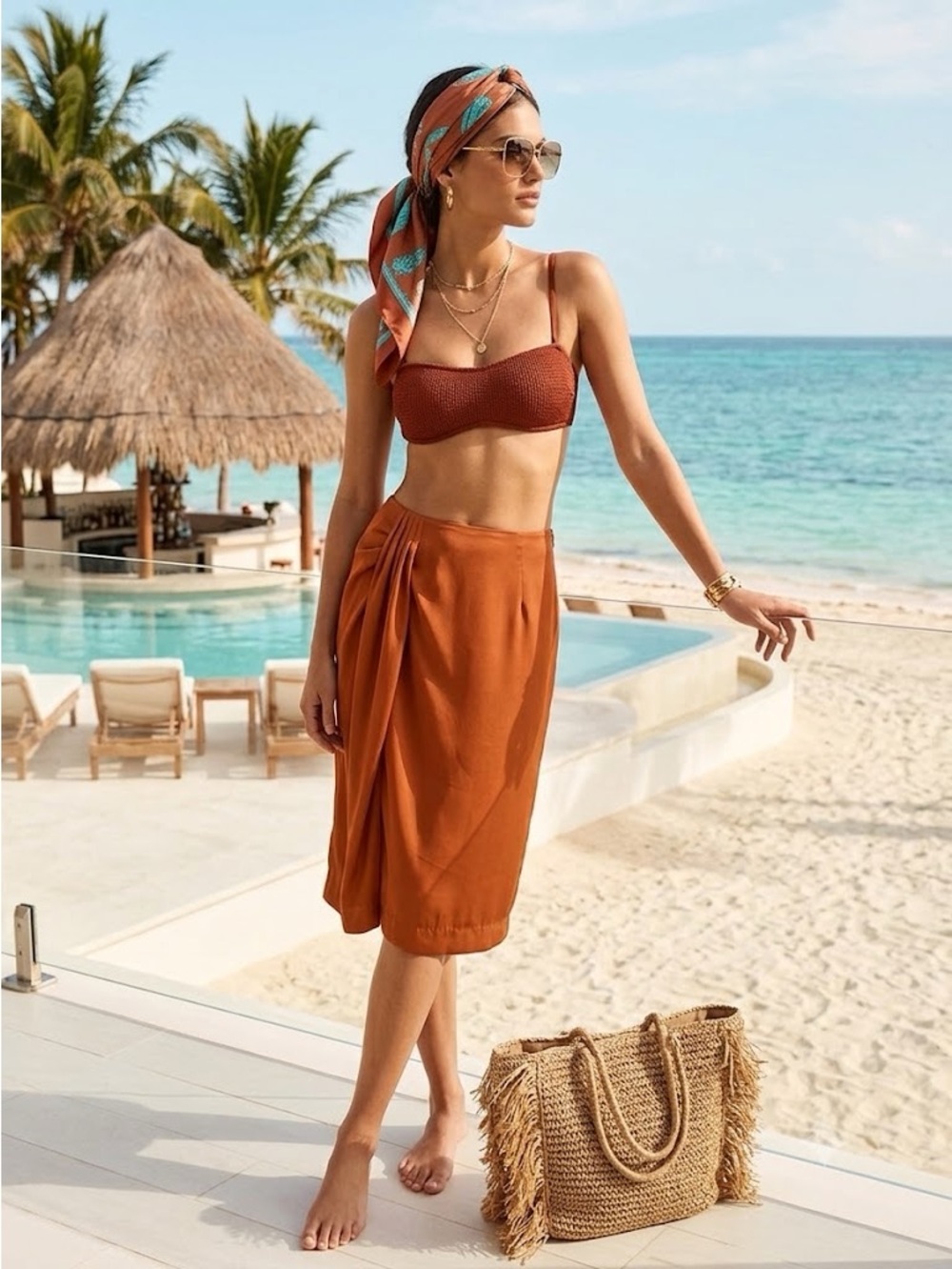 J. Crew Orange Draped Mini Skirt